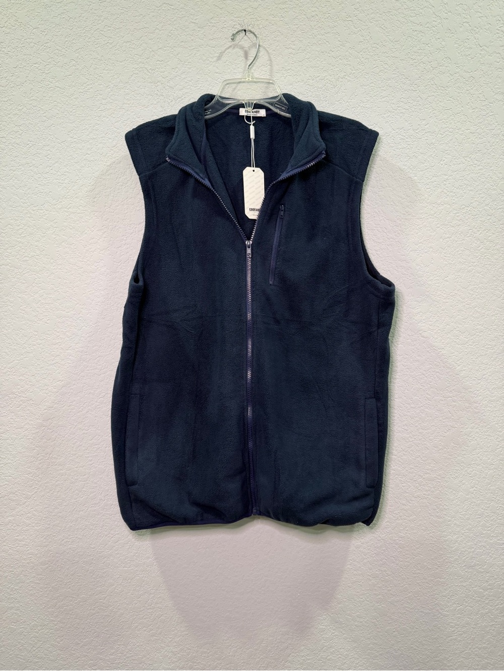 NEW Coofandy Men's Navy Fleece Vest - L